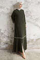 Hazel Stripe Pattern Ribbed Abaya - Black Ms00tz67211