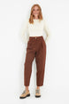 Brown Cotton Carrot Pattern Stripe Detailed Woven Pants Twoaw22pl0342