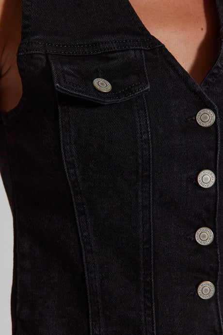 Black More Sustainable Denim Vest Twoaw24ye00072