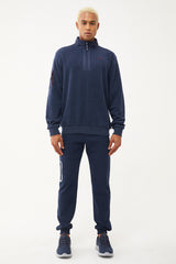 Men's Navy Blue Half Zipper Soft Textured Sweatshirt 1550 Tb23ml11w1550-1