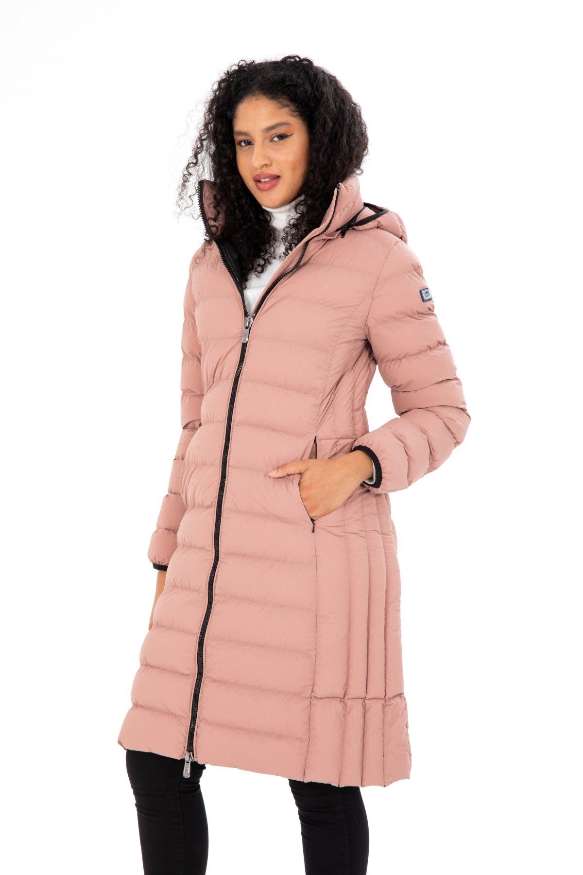 Women's Long Neck Detachable Hooded Padded Inflatable Coat 8664 Gfx8664