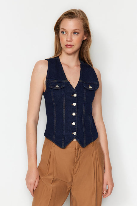 Black More Sustainable Denim Vest Twoaw24ye00072