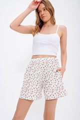 Women's Pink Floral Pattern Pocket Shorts Alc-x6570