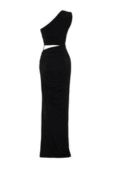 Limited Edition Black Body Fit Accessory Evening Long Evening Dress Tprss24ae00046