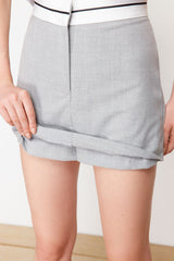 Anthracite Waist Belt Detailed Mini Striped Woven Shorts Skirt Twoss24sr00041