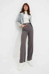 Anthracite Belted Straight/straight Cut Woven Pants Twoss21pl0104