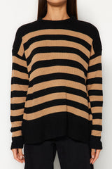 Black Striped Knit Sweater Twoaw24kz00647