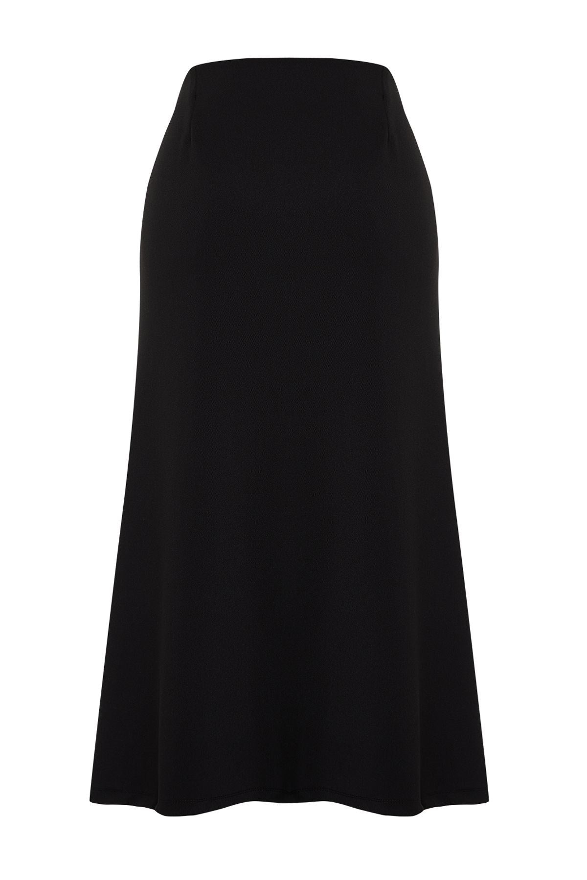 Black Asymmetric Buttoned Slit Knit Skirt Twoss24et00143