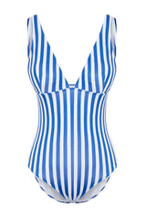 Striped V Neck Regular Swimsuit Tbess24ma00139