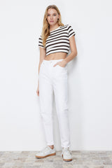 White More Sustainable High Waist Mom Jeans Twoss24je00122