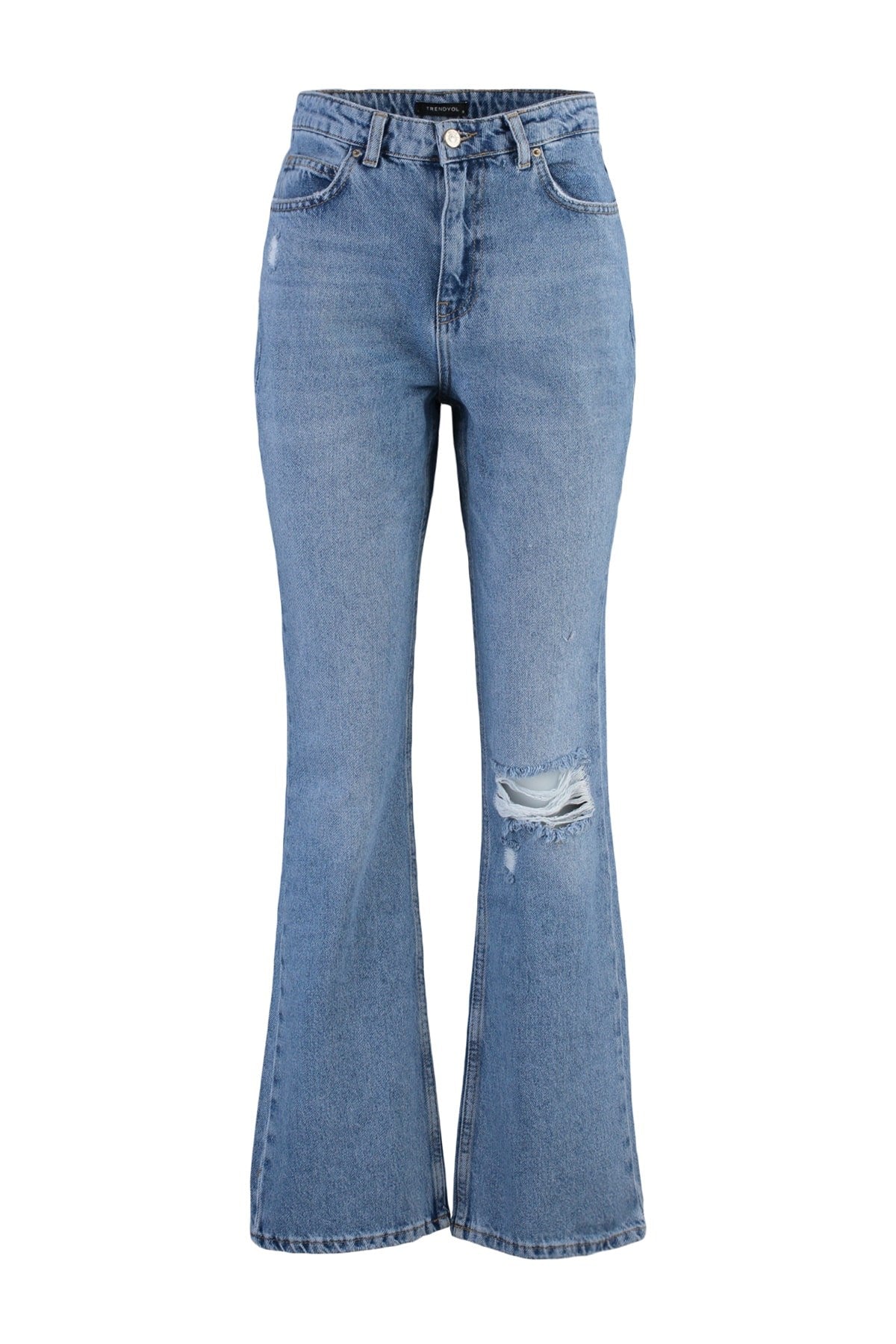 Blue Ripped Detailed High Waist Flare Jeans Twoss22je0440