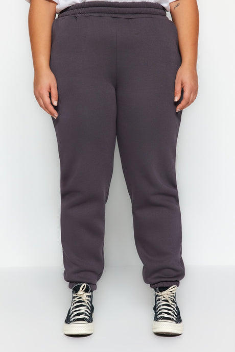 Navy Blue High Waist Jogger 3 Thread Charcoal Plus Size Sweatpants Tbbaw24aj00002