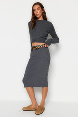 Black Midi Pencil Knit Skirt Twoaw20du0006