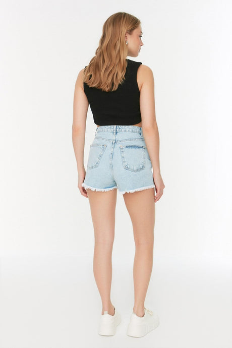 Light Blue Ripped Denim Shorts Twoss22sr00047