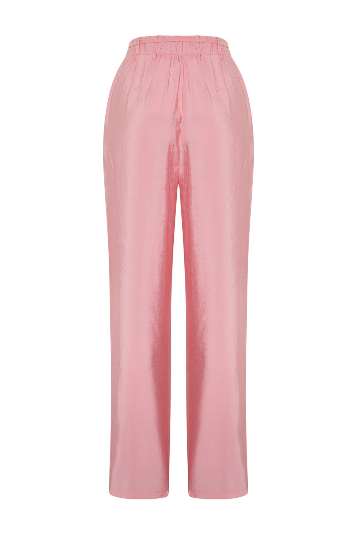 Pink Modal Content Thin Belt Pleated Wide Cut Wide Leg Woven Pants Twoss24pl00121