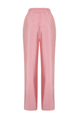 Pink Modal Content Thin Belt Pleated Wide Cut Wide Leg Woven Pants Twoss24pl00121