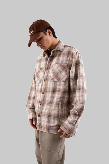 Beige Lumberjack Shirt With Front Pocket Flaw-093-011-001