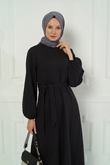 Honeycomb Knitted Quilted Black Burkini Winter Dress 5295 T21el3m5295