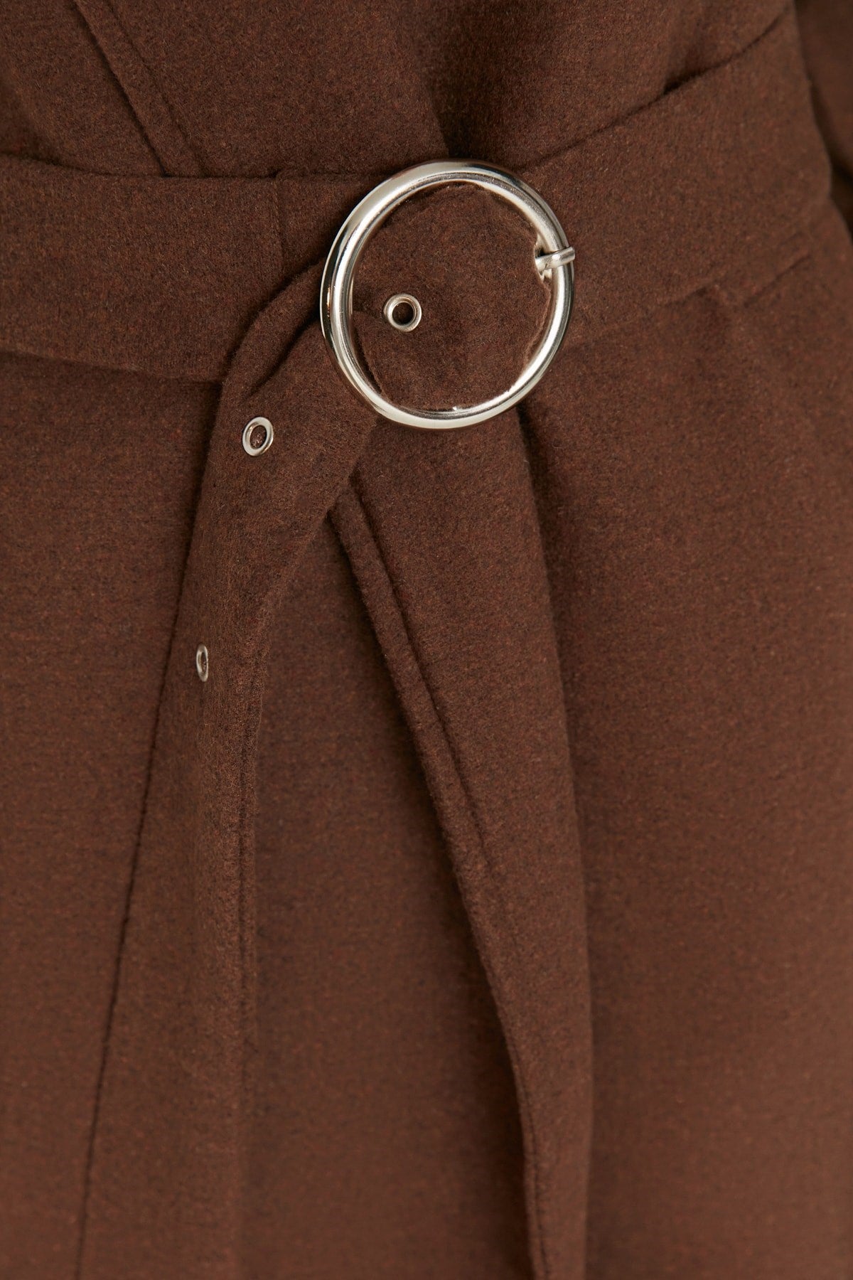 Stone Round Belt Long Woolen Cashmere Coat Twoaw20kb0029