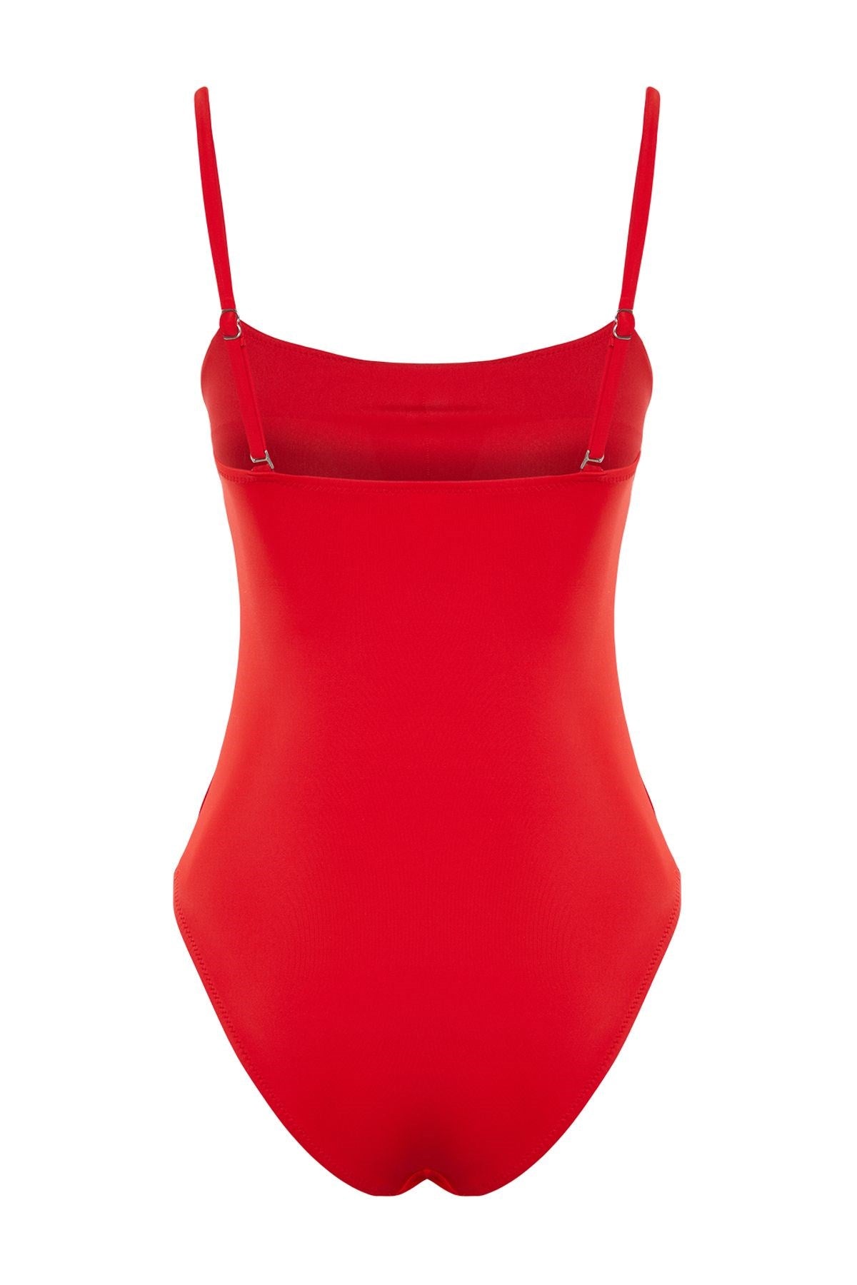 Red Square Neck Regular Swimsuit Tbess24ma00111