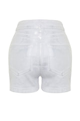 White Shiny Metallic Printed Shorts & Bermuda Twoss24sr00029