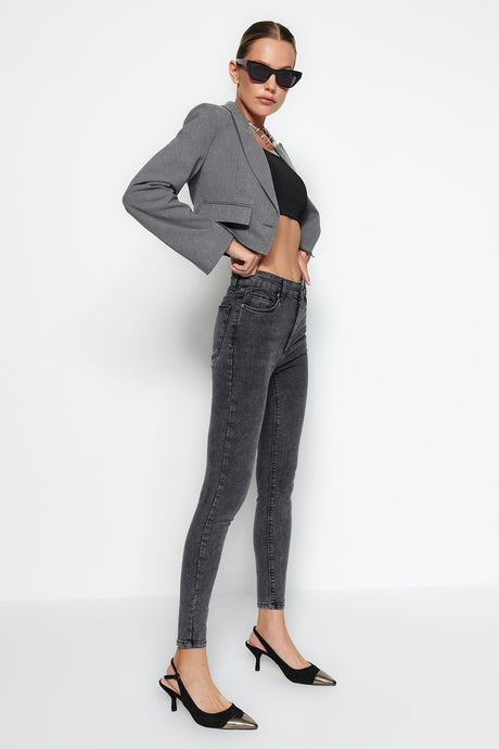 Anthracite High Waist Skinny Jeans Twoaw24je00066