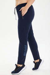 Women Navy Blue Plus Size Woven Tight Leg Outdoor Tracksuit Bottoms 0806 Tb23wl05s0806-1