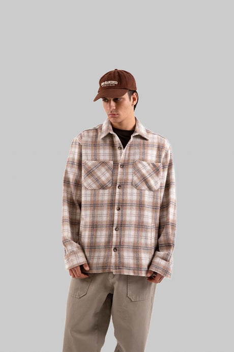 Beige Lumberjack Shirt With Front Pocket Flaw-093-011-001