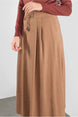 Women's Beige Lace-up Suede Skirt 60111 23ketktr60111