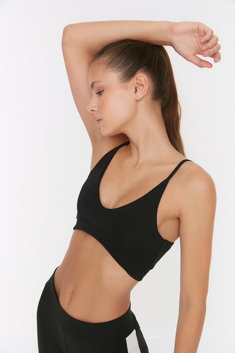 Black Supported/shaper Strap Sports Bra Twoss22ss0045