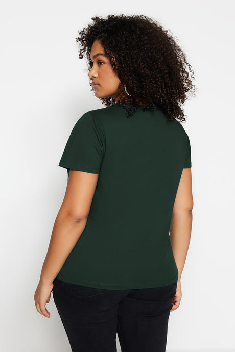 Emerald Green Basic Knitted Crew Neck T-shirt Tbbss22ts0733