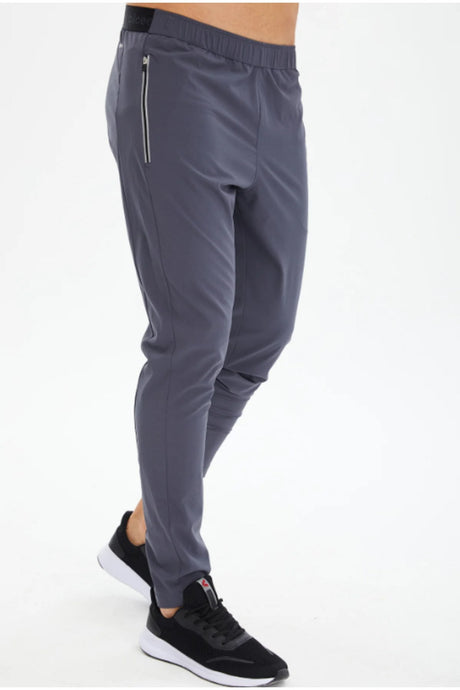 Men's Black Quick Drying Thin Lycra Woven Sports And Casual Skinny Leg Training Sweatpants 0788 Tb23