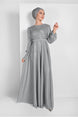 Women's Black Sleeves Ruffle Silvery Tulle Evening Dress 1710 20yabltr1710