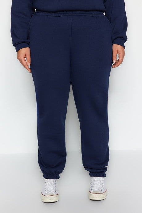 Navy Blue High Waist Jogger 3 Thread Charcoal Plus Size Sweatpants Tbbaw24aj00002