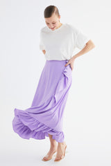 Purple Tire Flounce Woven Skirt Tctss21et0579