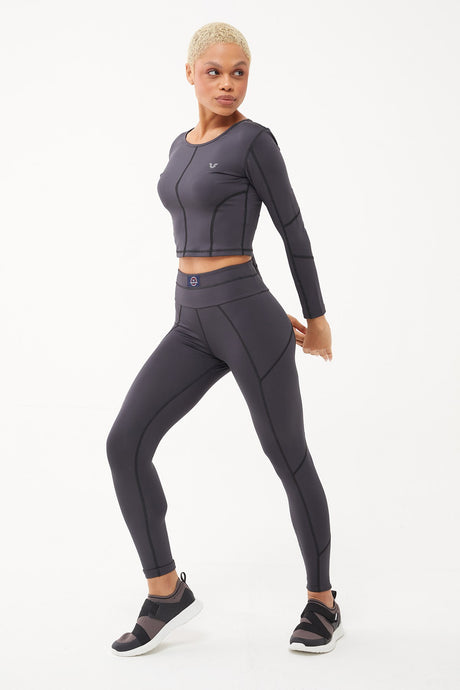 Women's Dark Anthracite High Waist Bouncer Elastane Sports Leggings 1567 Tb23wl09w1567-1