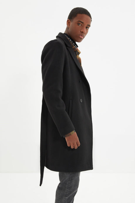 Black Men Regular Fit Long Coat Tmnaw21kb0101