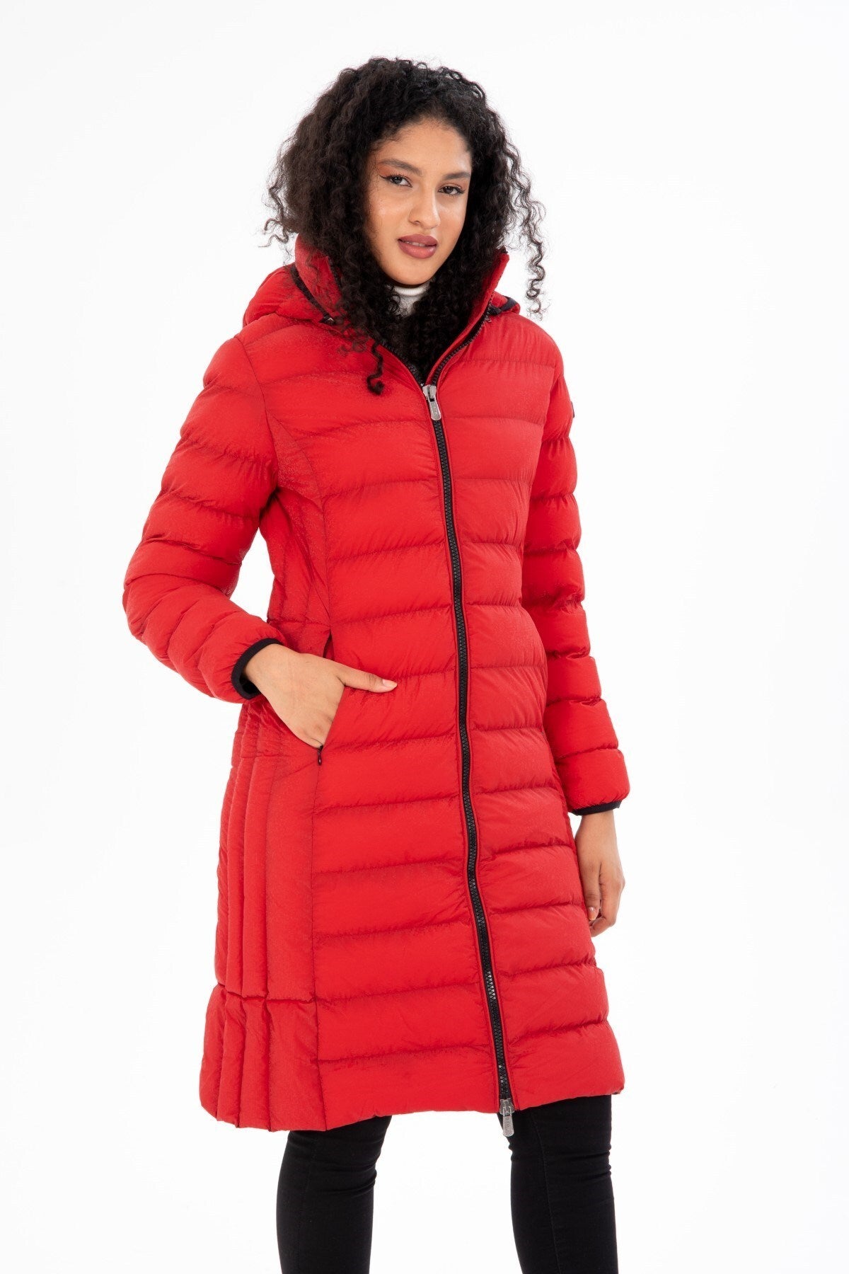 Women's Long Neck Detachable Hooded Padded Inflatable Coat 8664 Gfx8664