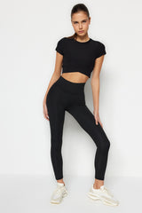 Anthracite Wide Waist Elastic Extra Compilation Full Length Sports Leggings Twoaw21ta0029