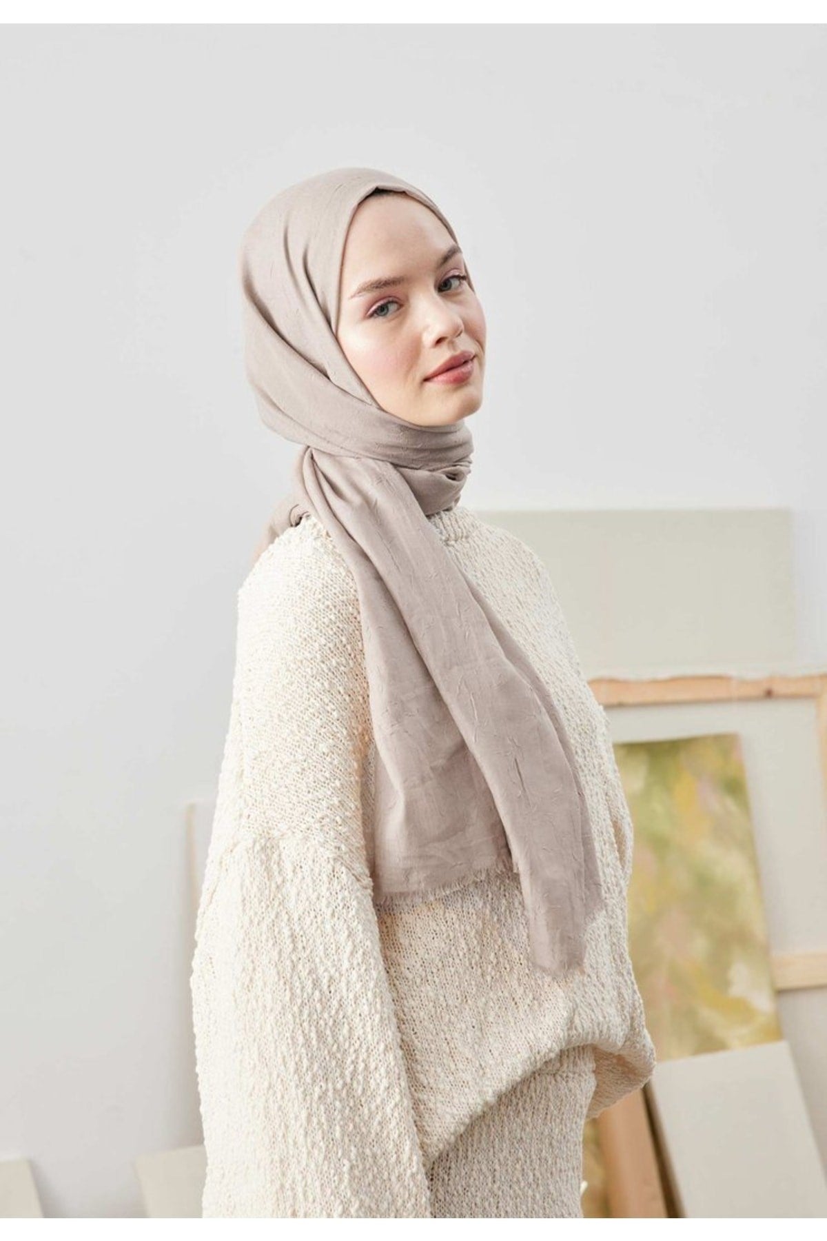 Bamboo Shawl Sand Beige Dzs000000018-238