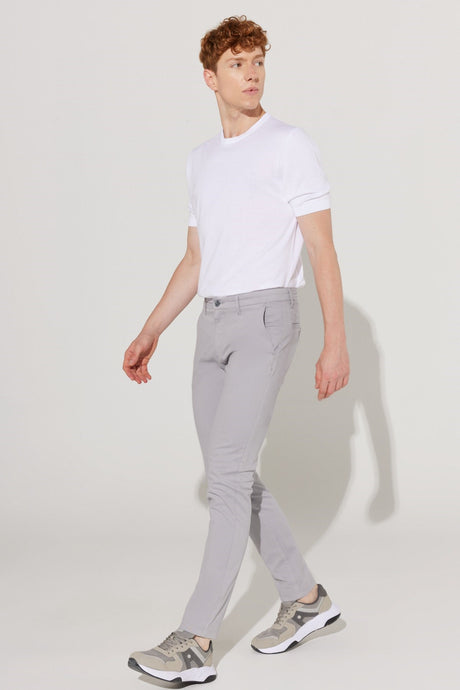 Men's Beige Slim Fit Slim Fit Cotton Stretch Casual Chino Pants 4a0123200003