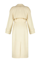 Beige Oversize Wide Cut Belted Cotton Trench Coat Twoss24tr00021