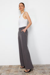 Grey Cross Closure Wide Leg/wide Leg Woven Pants Twoss24pl00112