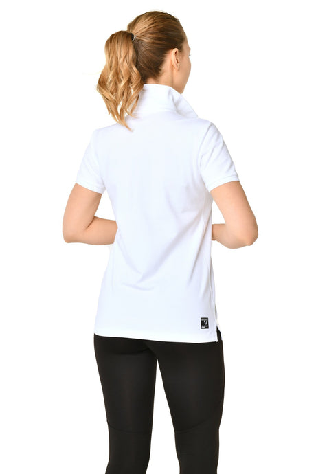 Women's Black Cotton Polo Neck Basic Solid Color Short Sleeve Casual And Sports T-shirt 8719 Tb21wl0