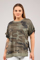 Camouflage Printed Sides Slit Oil Wash Tshirt-anthracite Sea-ts2151