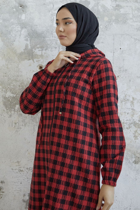 Lenya Plaid Pattern Cap - Red Ms00an68230