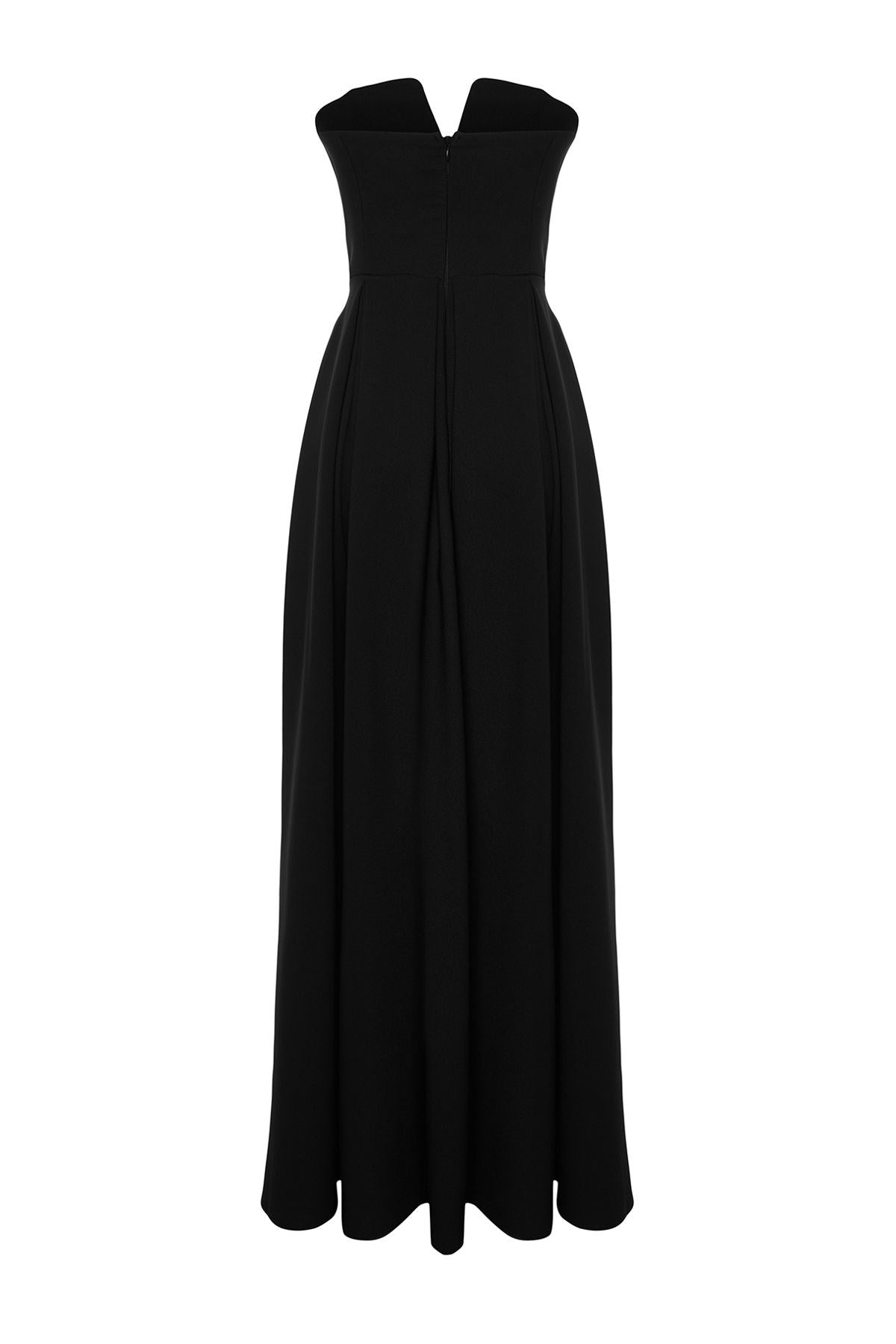 Black Woven Long Evening Dress Tprss24ae00118