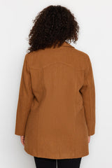 Light Brown Buttoned Cashmere Coat Tbbaw24dd00008