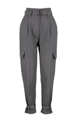 Grey Belted Cargo Woven Pants Twoss21pl0138