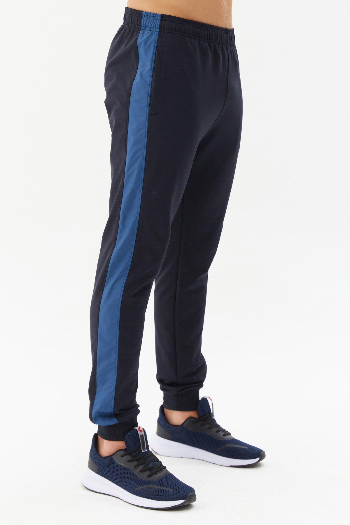 Men's Black Woven Pocket Striped Solid Color Casual And Sports Sweatpants 0308 Tb22ml05s0308-1